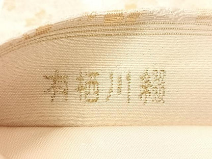 平和屋着物●六通柄袋帯　唐織　有栖川綴　道長舞桜　金糸　正絹　逸品　CABJ0767vp