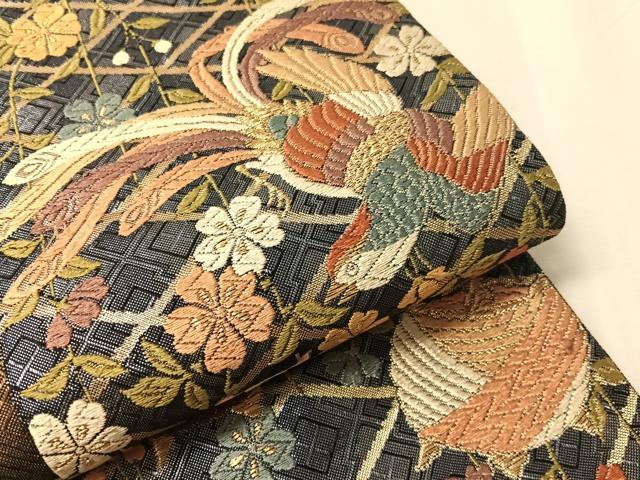 平和屋着物●本佐賀錦　六通柄袋帯　能美唐織　糸巻き鳳凰花文　金糸　正絹　逸品　CABJ0769vp