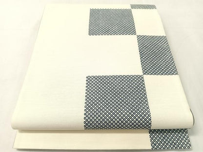 平和屋着物●両面　全通柄袋帯　市松鹿の子文　正絹　逸品　CABJ0771vp