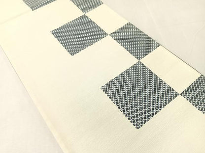 平和屋着物●両面　全通柄袋帯　市松鹿の子文　正絹　逸品　CABJ0771vp