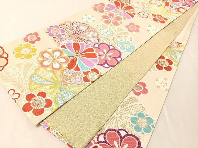 平和屋着物●六通柄袋帯　唐織　舞花文　金糸　正絹　逸品　CABJ0777vp