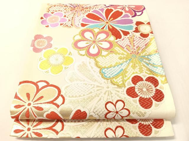 平和屋着物●六通柄袋帯　唐織　舞花文　金糸　正絹　逸品　CABJ0777vp