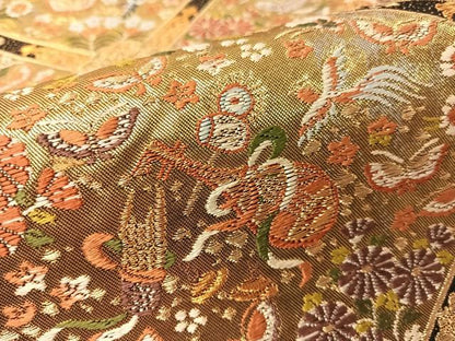 平和屋着物●西陣　河合美術織物謹製　六通柄袋帯　豊明錦　金糸　正絹　逸品　CABJ0785vp