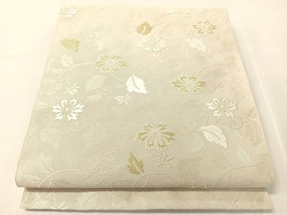 平和屋着物●八寸名古屋帯　綴れ　花唐草文　金糸　正絹　逸品　CABJ0789vp