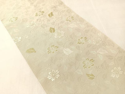平和屋着物●八寸名古屋帯　綴れ　花唐草文　金糸　正絹　逸品　CABJ0789vp