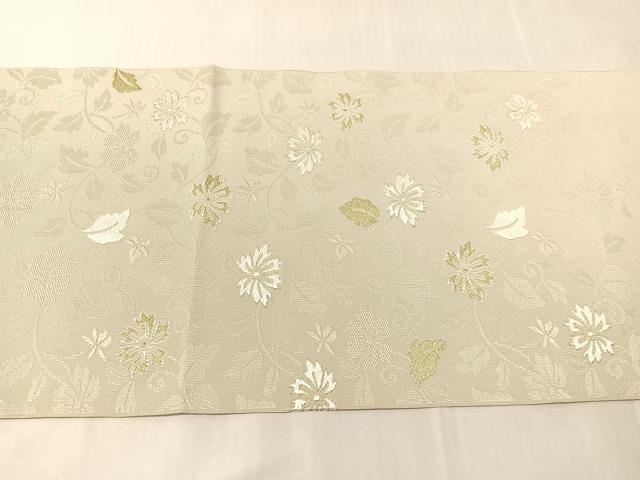 平和屋着物●八寸名古屋帯　綴れ　花唐草文　金糸　正絹　逸品　CABJ0789vp
