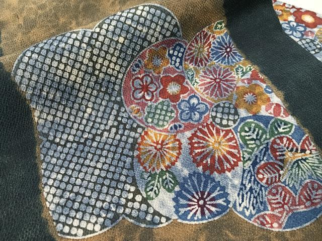 平和屋着物●和染紅型　栗山紅型　栗山吉三郎　九寸名古屋帯　ねじ梅　鬼しぼ縮緬　正絹　逸品　CABJ0790vp