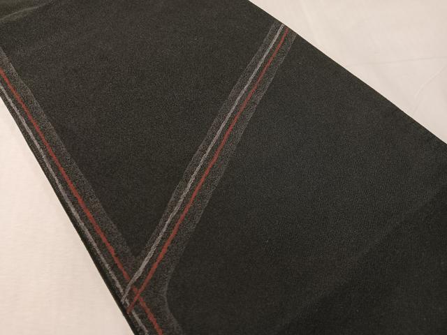 平和屋着物●西陣　織楽浅野　太鼓柄袋帯　幾何学文様　黒地　正絹　逸品　CABJ0792vp