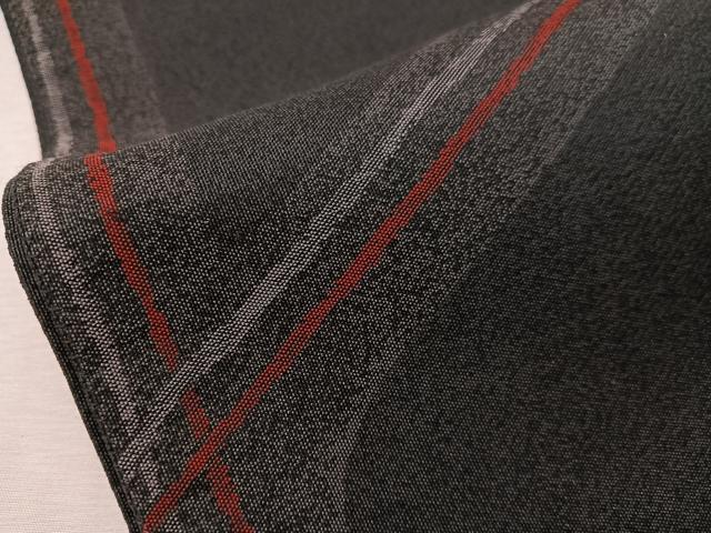 平和屋着物●西陣　織楽浅野　太鼓柄袋帯　幾何学文様　黒地　正絹　逸品　CABJ0792vp
