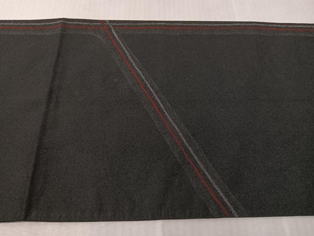 平和屋着物●西陣　織楽浅野　太鼓柄袋帯　幾何学文様　黒地　正絹　逸品　CABJ0792vp