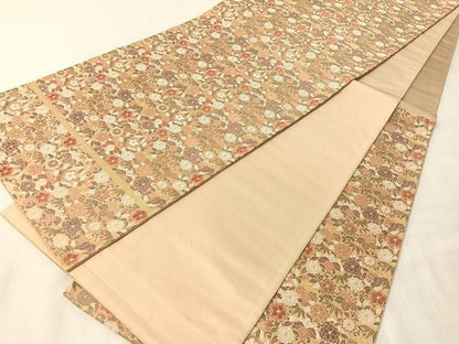 平和屋着物●六通柄袋帯　唐織　桐花文　金糸　正絹　逸品　CABJ0794vp