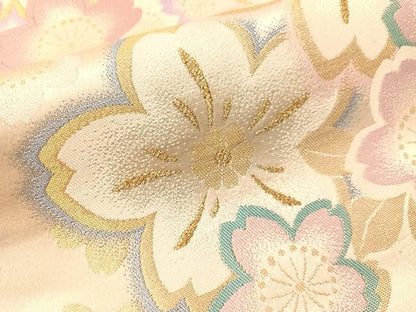 平和屋着物●六通柄袋帯　舞桜　金銀糸　正絹　逸品　CABJ0795vp