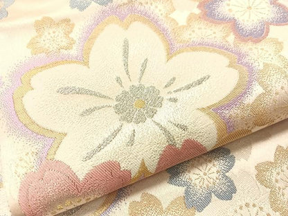 平和屋着物●六通柄袋帯　舞桜　金銀糸　正絹　逸品　CABJ0795vp