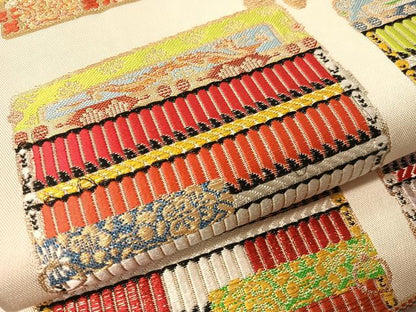 平和屋着物●六通柄　本袋帯　龍村平蔵柄　唐織　大袖縅毛錦　金銀糸　正絹　逸品　CABJ0796vp