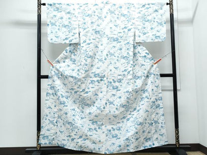 平和屋着物＊夏物　小紋　絽　草花文　洗える着物　CABJ0801th