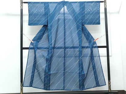 平和屋着物＊夏物　小紋　絽　斜線文　洗える着物　CABJ0802th