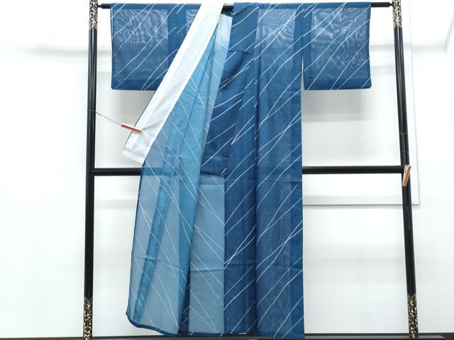 平和屋着物＊夏物　小紋　絽　斜線文　洗える着物　CABJ0802th
