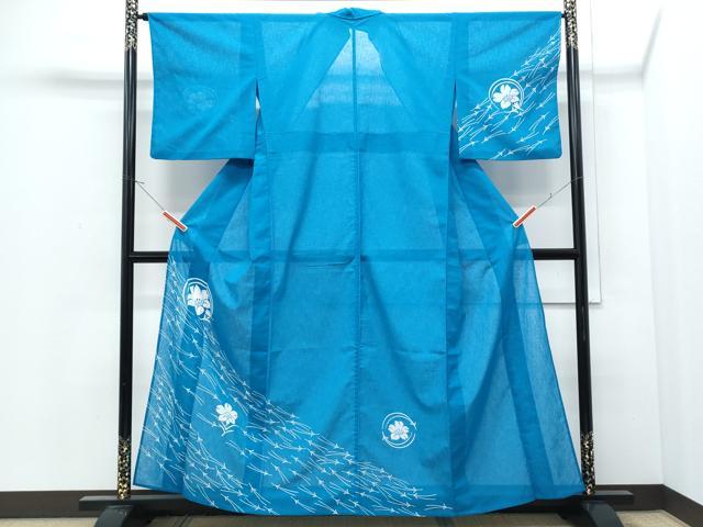 平和屋着物＊夏物　訪問着　紗　溢れ松葉花文　洗える着物　CABJ0803th