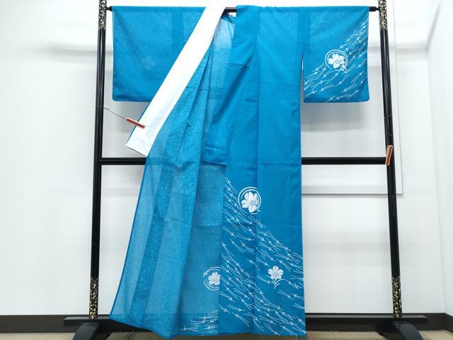 平和屋着物＊夏物　訪問着　紗　溢れ松葉花文　洗える着物　CABJ0803th