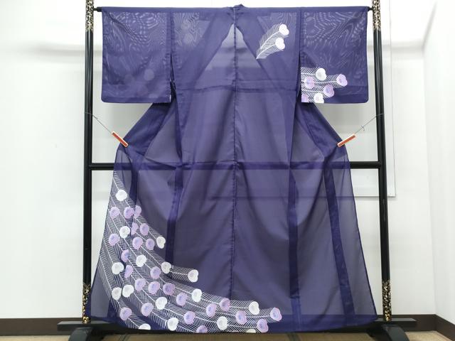 平和屋着物＊夏物　訪問着　絽　孔雀羽文　洗える着物　CABJ0804th