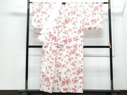 平和屋着物＊夏物　小紋　絽　草葉文　洗える着物　CABJ0806th