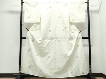 平和屋着物＊夏物　小紋　紗　草葉文　CABJ0808th