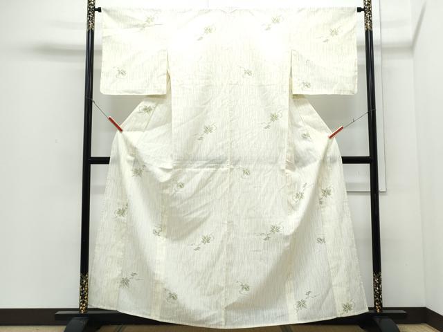 平和屋着物＊夏物　小紋　紗　草葉文　CABJ0808th