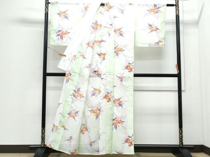 平和屋着物＊夏物　小紋　絽　草花文　洗える着物　CABJ0810th