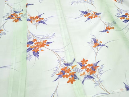 平和屋着物＊夏物　小紋　絽　草花文　洗える着物　CABJ0810th