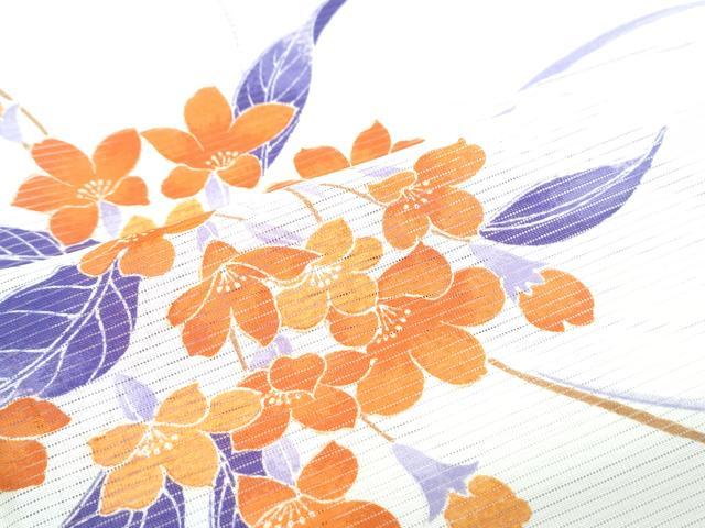 平和屋着物＊夏物　小紋　絽　草花文　洗える着物　CABJ0810th