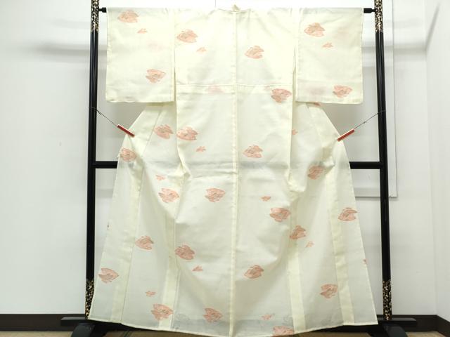 平和屋着物＊夏物　小紋　吉祥花文紗　吉祥花文　CABJ0811th