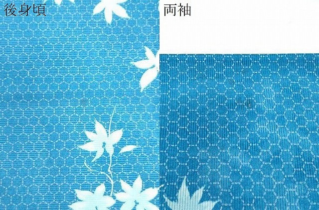 平和屋着物＊夏物　小紋　絽　枝楓文　洗える着物　CABJ0813th