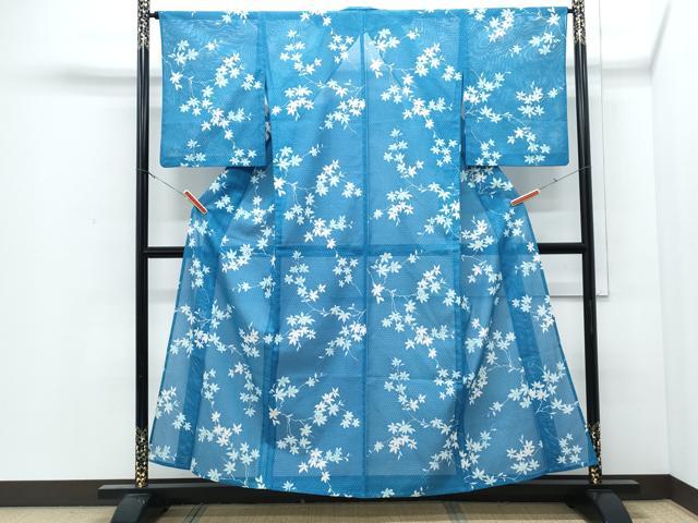 平和屋着物＊夏物　小紋　絽　枝楓文　洗える着物　CABJ0813th