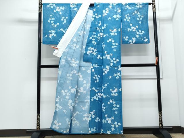 平和屋着物＊夏物　小紋　絽　枝楓文　洗える着物　CABJ0813th