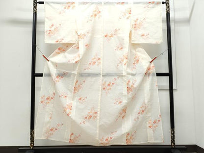 平和屋着物＊夏物　小紋　絽　草花文　洗える着物　CABJ0815th