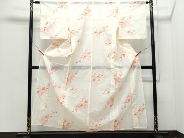 平和屋着物＊夏物　小紋　絽　草花文　洗える着物　CABJ0815th