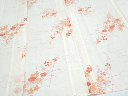 平和屋着物＊夏物　小紋　絽　草花文　洗える着物　CABJ0815th