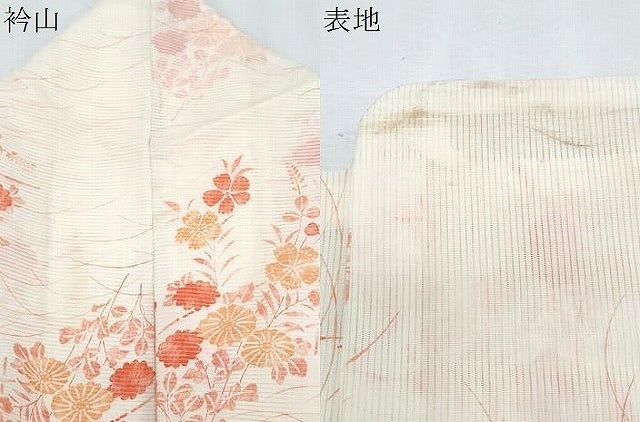 平和屋着物＊夏物　小紋　絽　草花文　洗える着物　CABJ0815th