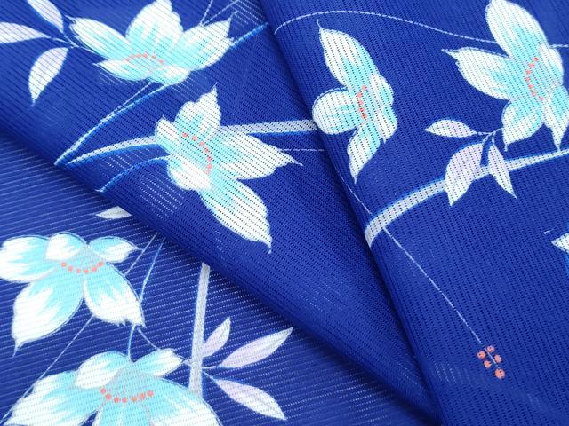 平和屋着物＊夏物　小紋　絽　草花文　洗える着物　CABJ0817th