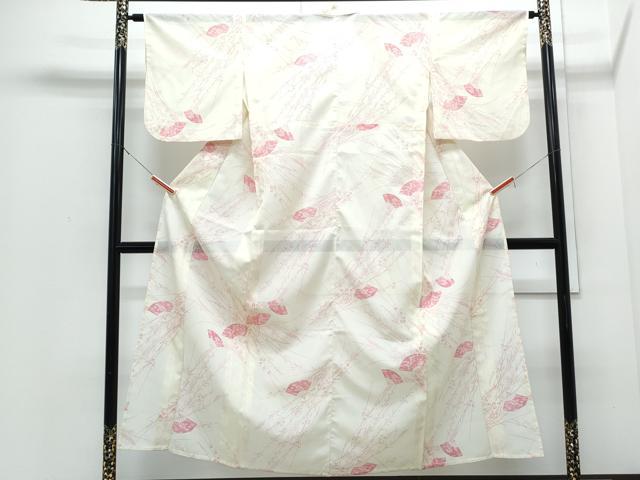 平和屋着物＊夏物　小紋　絽　扇面花文　洗える着物　CABJ0818th