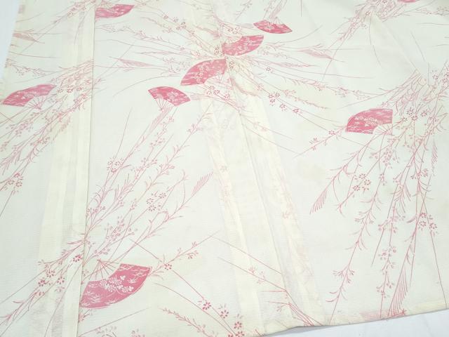 平和屋着物＊夏物　小紋　絽　扇面花文　洗える着物　CABJ0818th