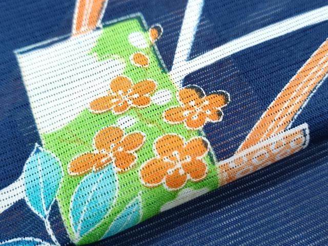 平和屋着物＊夏物　小紋　絽　短冊芝草文　洗える着物　CABJ0821th