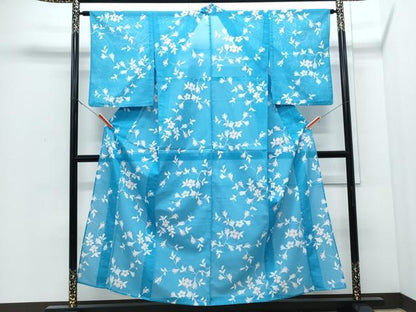 平和屋着物＊夏物　小紋　絽　草花文　洗える着物　CABJ0823th
