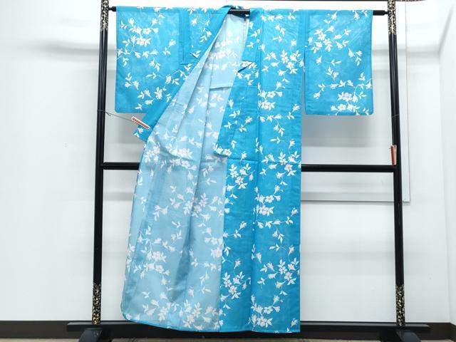 平和屋着物＊夏物　小紋　絽　草花文　洗える着物　CABJ0823th