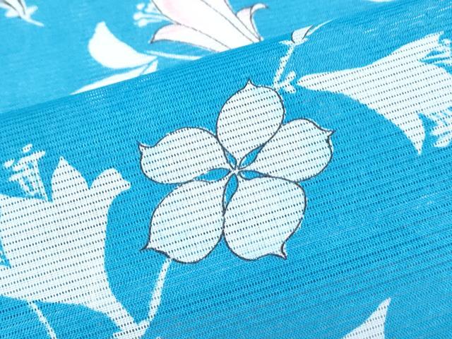 平和屋着物＊夏物　小紋　絽　草花文　洗える着物　CABJ0823th