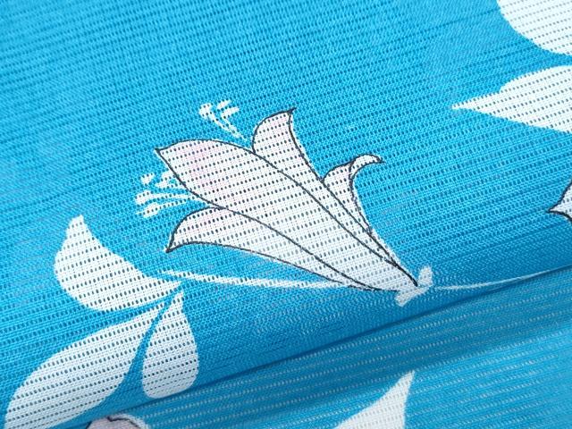 平和屋着物＊夏物　小紋　絽　草花文　洗える着物　CABJ0823th