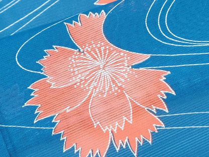平和屋着物＊夏物　小紋　絽　流水花文　洗える着物　CABJ0825th