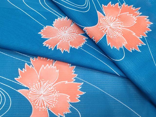 平和屋着物＊夏物　小紋　絽　流水花文　洗える着物　CABJ0825th