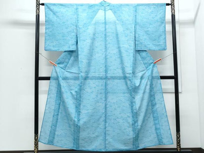 平和屋着物＊夏物　江戸小紋　絽　扇面尽くし　洗える着物　CABJ0829th