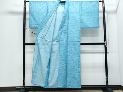 平和屋着物＊夏物　江戸小紋　絽　扇面尽くし　洗える着物　CABJ0829th